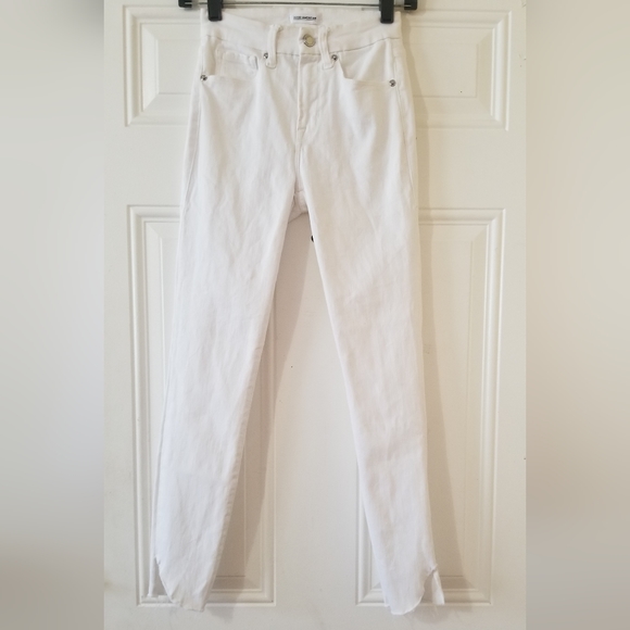 Good American Good Leg Crop High Rise White Cascade Hem Size 25 - Picture 9 of 16